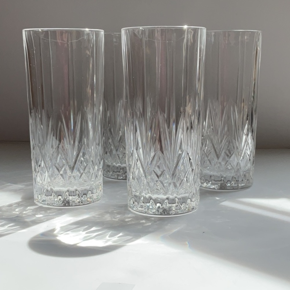 Elegant Clear Crystal Highball Glasses Set of 4